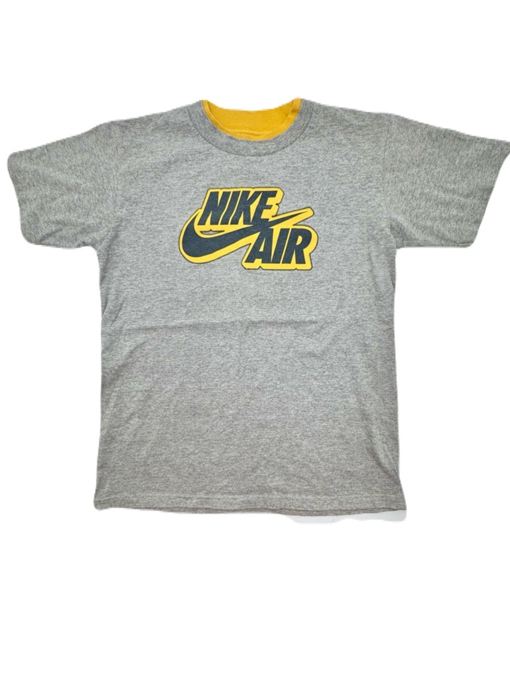Nike Air Kids' Short Sleeve Logo Tee - Gray/Yellow Size Medium 10/12